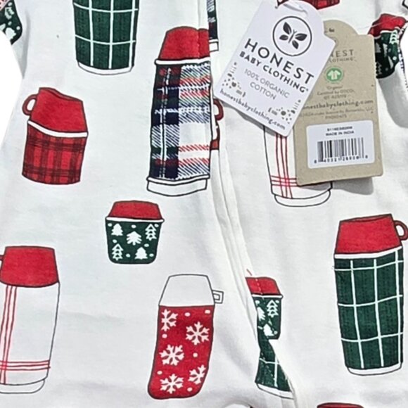 NWT | Honest Baby Organic Cotton Thermal Print Footed Sleeper Zipper Hand Cover - Picture 3 of 4
